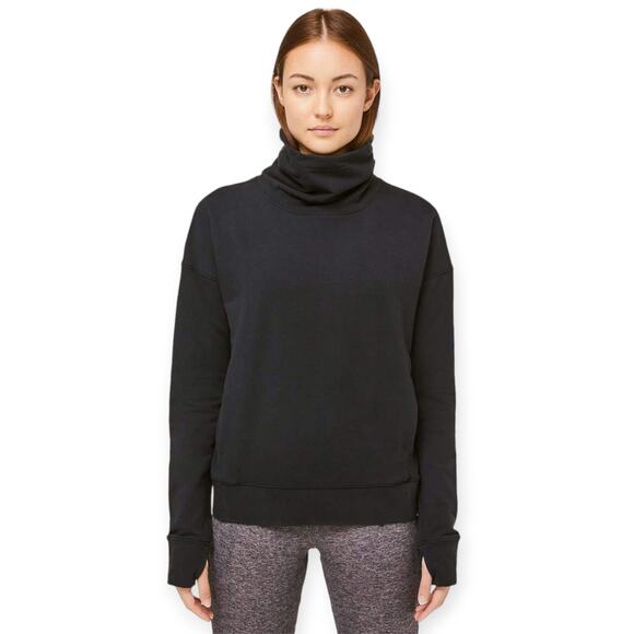 Lululemon | Sz 4 | Go Forward Black Funnel Neck Long-Sleeve Pullover Sweatshirt - Picture 1 of 11